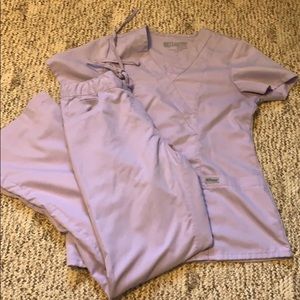 Grey’s Anatomy small light purple scrub set